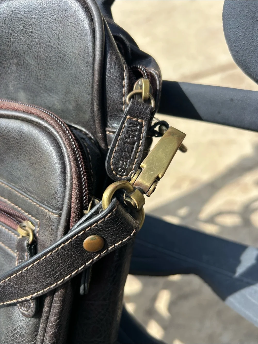 Men's Crossbody Leather Bag in Dark Brown